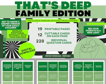 That's Deep Family Edition, Family Bonding Question Cards Digital Download, Family Conversation Cards, Emotional Intimacy For Families