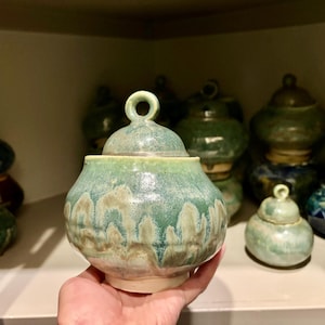 Pot en céramique avec couvercle - Tailles allant de petit à très grand pour de nombreuses utilisations - Vert