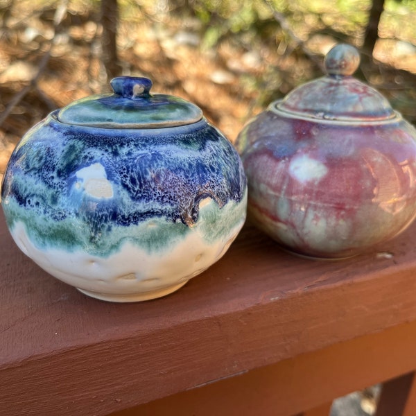 Ceramic Pottery Jar with Lid-Candy Jar/Sugar Dish-Tiny/Small/Medium/Large