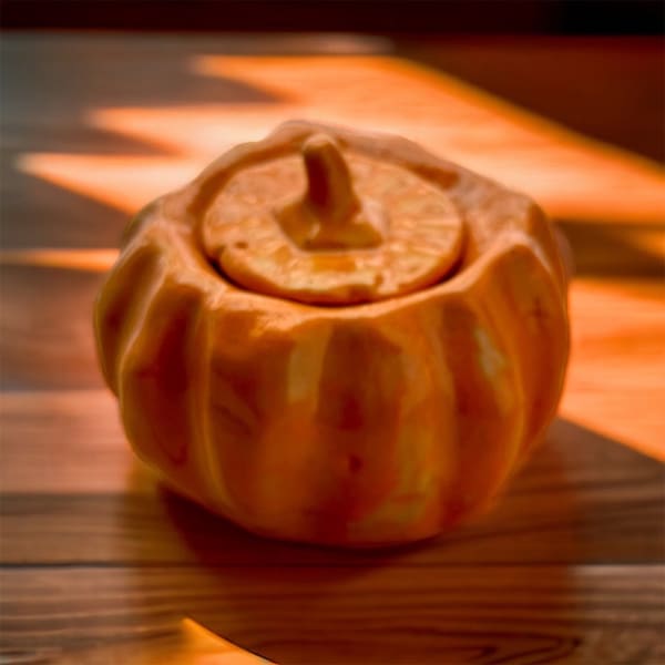 Ceramic Pumpkin Pottery Jar with Lid-Candy Jar/Sugar Dish-Tiny/Small/Medium/Large