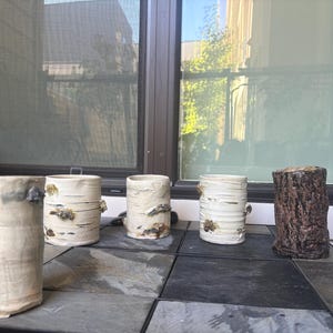 Hand-Carved Vases Aspen & Birch Tree Ceramic-Tiny, Small, Medium, and Large Pottery