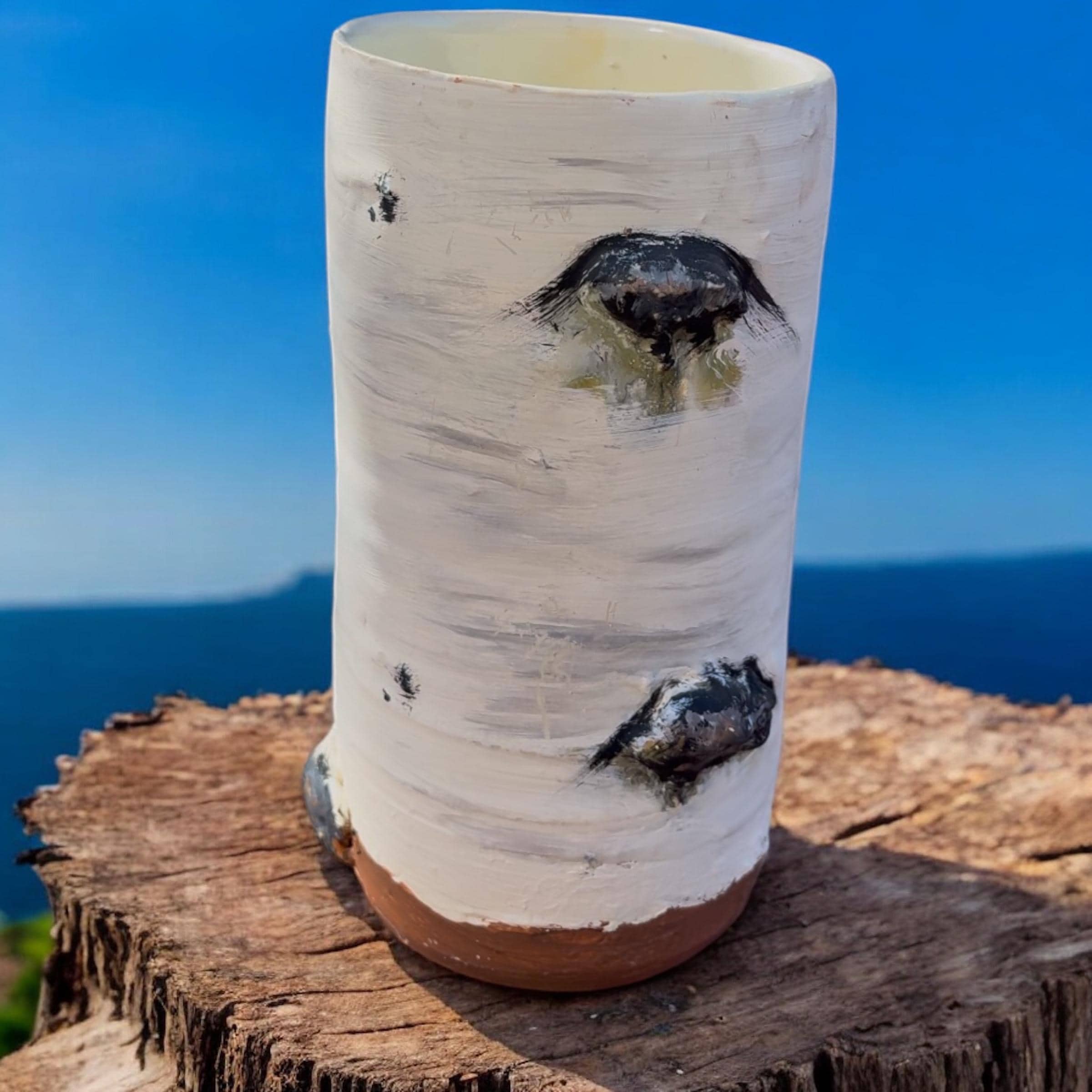 Hand-Carved Vases Aspen & Birch Tree Ceramic-Tiny, Small, Medium, and Large Pottery