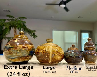 Ceramic Pottery Jar with Lid-Candy Jar/Sugar Dish-Tiny/Small/Medium/Large/XL
