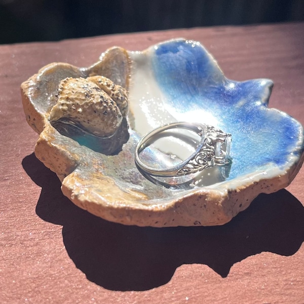 Ceramic Ring Dish.  Handcrafted original art. Beach Themed, turtle, butterfly, heart, and dragonfly