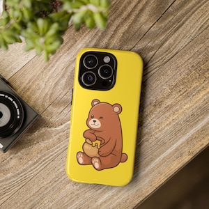 Cute Bear Phone Case - Adorable Yellow Bear Design, Unique Gift for Kids, Animal Lovers, Fun Tech Accessory, Birthday Present, Cute Decor