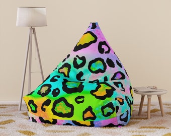 Rainbow Animal Print Custom Made to Order Bean Bag Chair Cover, Gamer Chair Cover