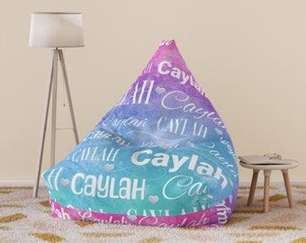 Personalized Bean Bag Chair Cover, Custom Name Bean Bag Cover for Adults and Kids,  Custom Made to Order Gift for him or her, Rainbow Cover