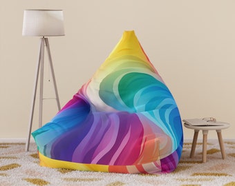 Rainbow Swirl Custom Made to Order Bean Bag Chair Cover, Gamer Chair Cover