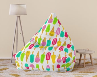 Ice Cream Custom Bean Bag Chair Cover, Gamer Chair, Children's Bean Bag Chair, Rainbow Cover, Room Decor, Lounge Chair