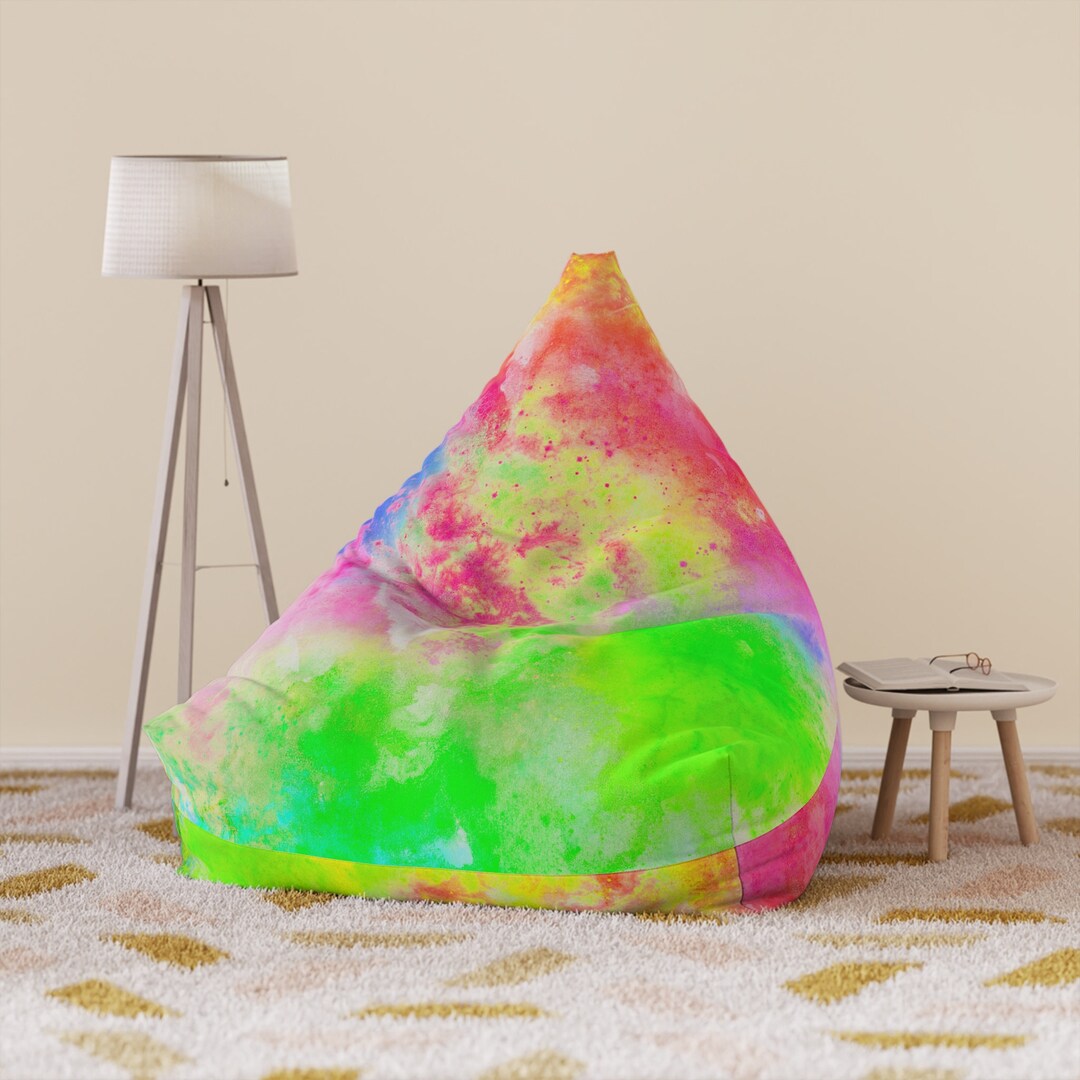 Neon Rainbow Bean Bag Chair Cover, Gamer Chair, Lounge Chair, TV Chair