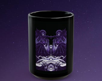 Berserk Anime Mug, Godhand, Dark Fantasy, Eclipse, Seinen Manga Art, Femto, Kentaro Miura, Band of the Hawk, Black Ceramic 11oz & 15oz