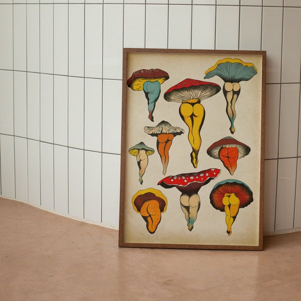 Mushrooms Wall Art 70s Hippie Wall Decor Retro Home Decor Bedroom Urban Outfitters Mushrooms Wall Art Print Whimsical Art Print Downloadable