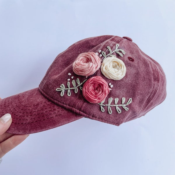 Hand Embroidered Hat Etsy