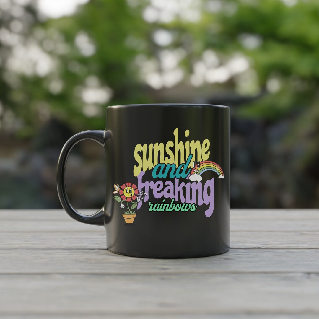 Sunshine and Rainbows Mug, Ray of Sunshine Gift, Retro Sunshine Mug