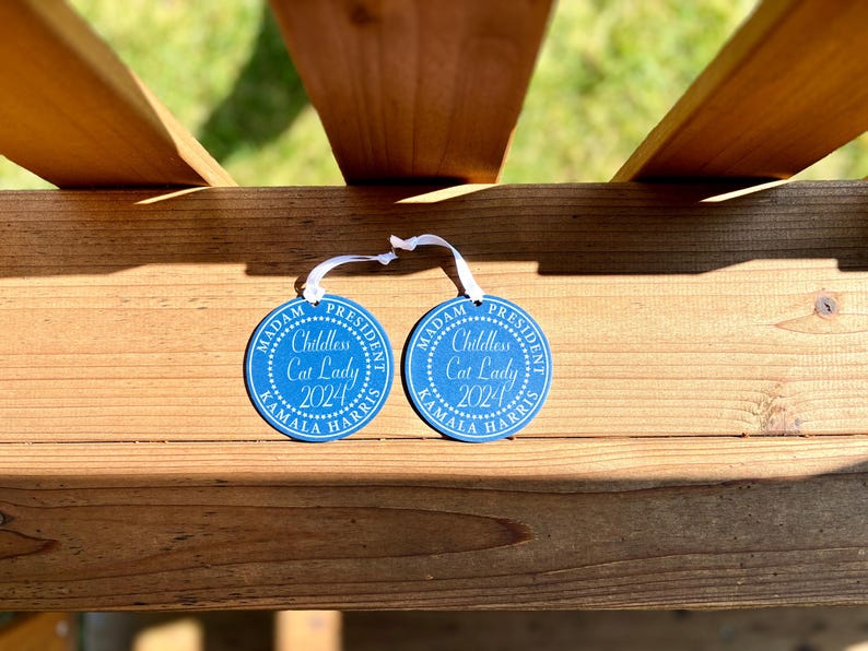 Childless Cat Lady Ornament, Kamala Harris Christmas Decor, Tim Walz