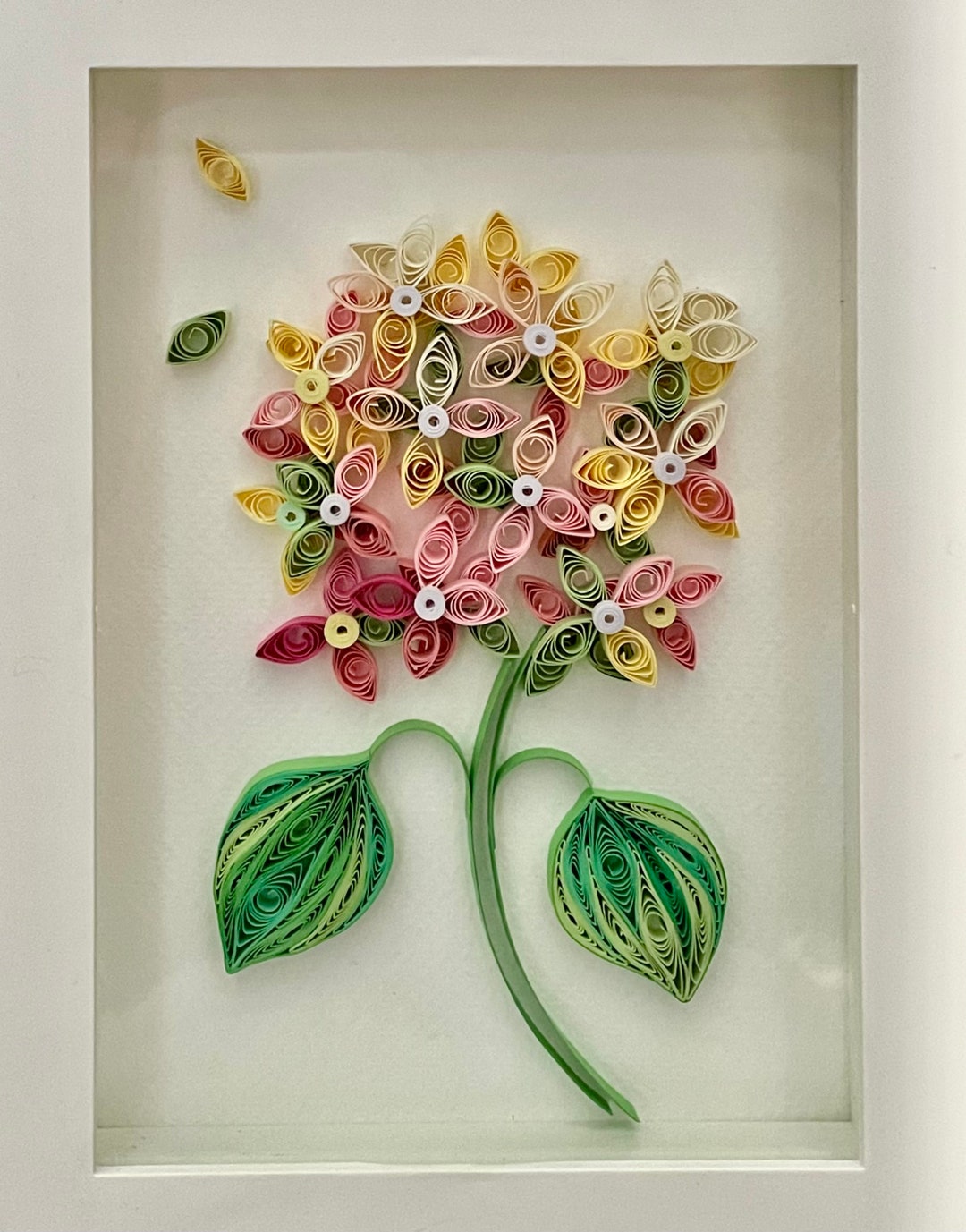 Paper Quilled Hydrangea Flower Multi Layered Pick Your Frame Etsy