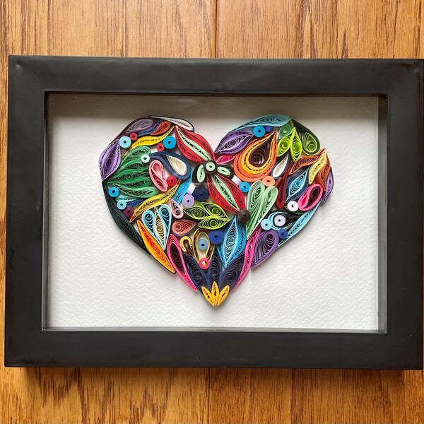 Paper Quilled Hearts in a Shadow Box Frame!