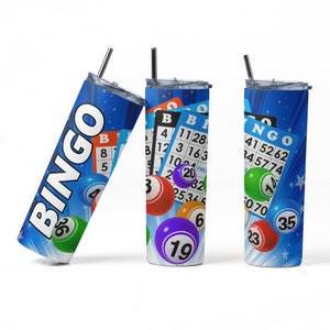 Bingo Tumbler Wrap, Bingo PNG Sublimation Designs Download - Skinny Tumbler 20oz - PNG