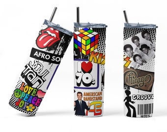 70s Tumbler Wrap, 70s PNG Sublimation Designs Download - Skinny Tumbler  20oz - PNG