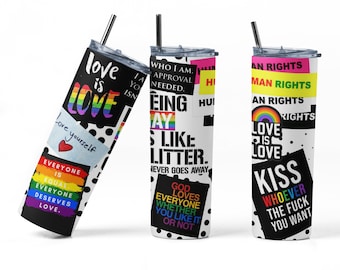 LGBTQ Tumbler Wrap,  Gay Pride PNG Sublimation Designs Download - Skinny Tumbler  20oz - PNG