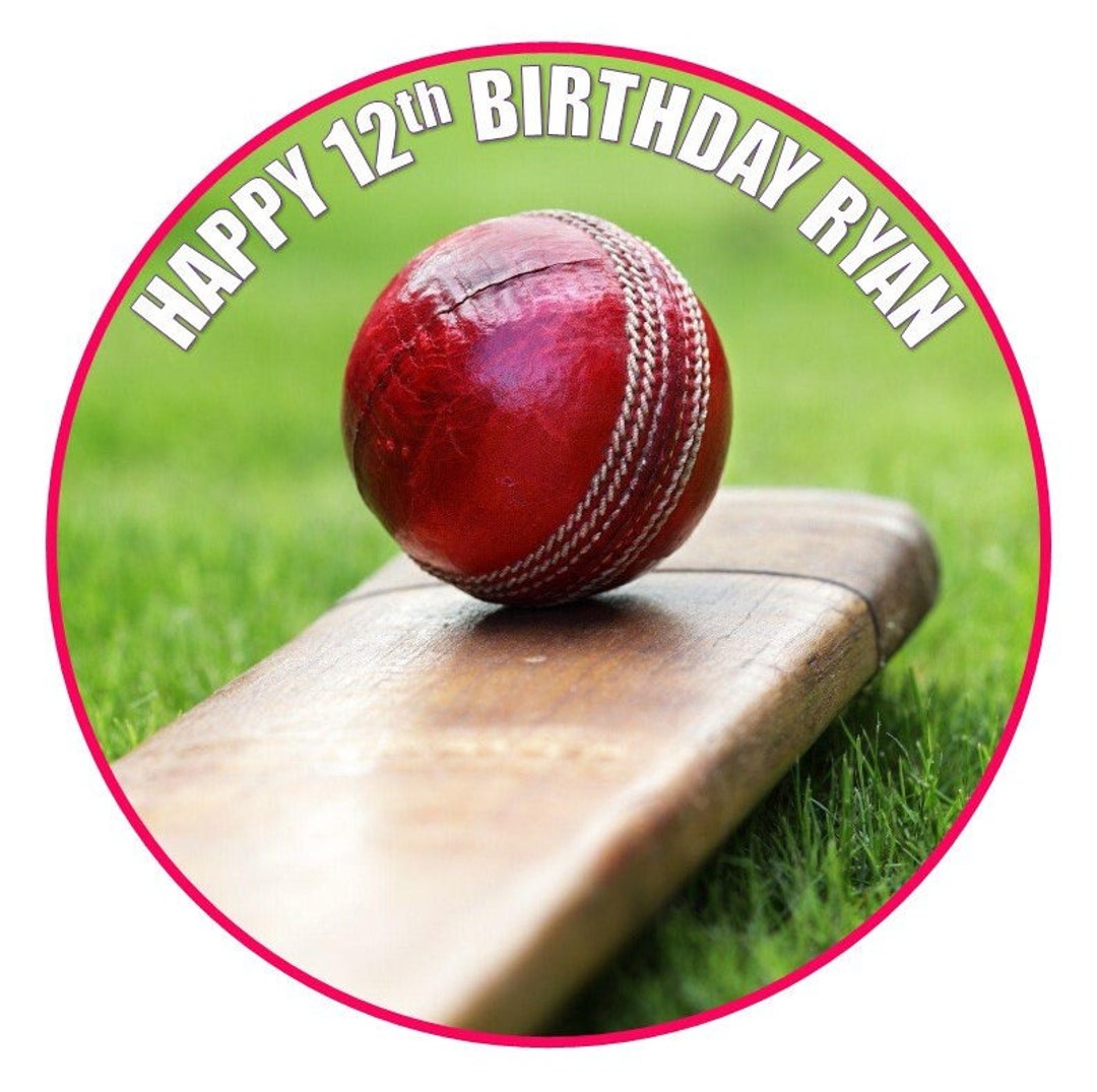 Edible Cricket Cake Topper Personalised Happy Birthday Party Etsy