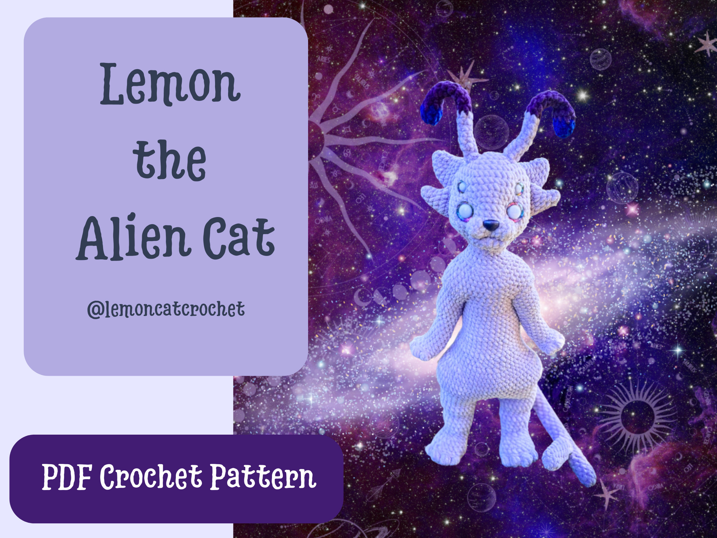 Lemon the Alien Cat Amigurumi Crochet PDF PATTERN