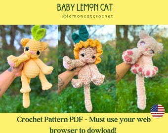 Baby Lemon Cat Plushie/Snuggler Amigurumi Crochet Pattern