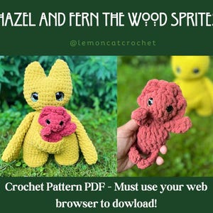 Fern and Hazel the Wood Sprites Plushie Amigurumi Crochet Pattern