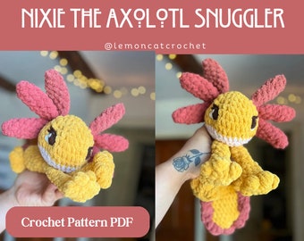 Nixie the Axolotl Snuggler Amigurumi Crochet Pattern