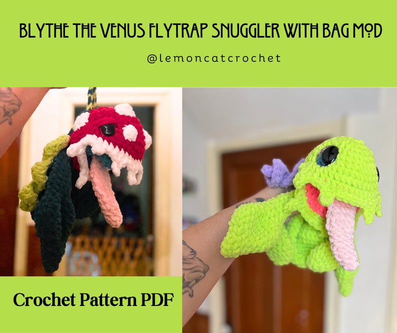 Blythe the Venus Flytrap Snuggler/Lovey Amigurumi Pattern with Bag Mod zdjęcie 1