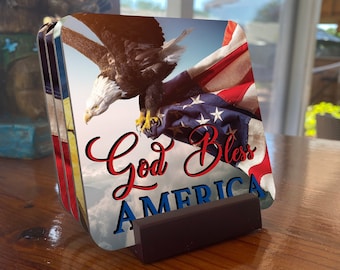 Posavasos patrióticos: bandera de EE. UU., águila, accesorios para bar Tiki