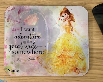 Alfombrilla de ratón de Bella – La Bella y la Bestia, regalo personalizado de Disney, material de oficina, Aventura en la Gran Barrera de Coral