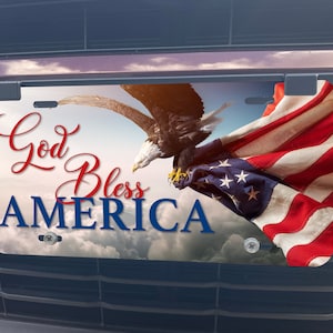 American Flag License Plate, United States, Patriotic, America Car Tag, Front Tag, License Tag, Eagle