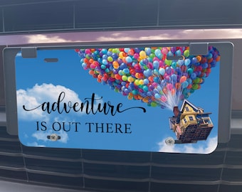 Disney License Plate, UP Movie Quote, Adventure is Out There, Car Tag, Front Tag, License Tag