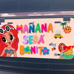 Manana Sera Bonito, Karol G, Mermaid, Car Tag, Front Tag, License Tag, Car Accessories, Car Decor