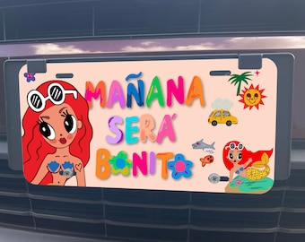 Manana Sera Bonito sirena etiqueta de coche, placa de matrícula de aluminio