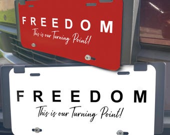 LIBERTAD - Este es nuestro punto de inflexión - Charlie Kirk - Matrícula de EE. UU., Estados Unidos, Patriótico, Etiqueta de auto estadounidense, Etiqueta delantera, Etiqueta de matrícula