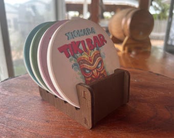 Posavasos de piedra arenisca TIKI personalizados: Decoración de bar tropical