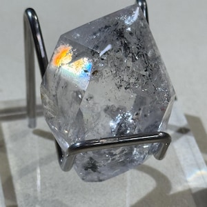 RARE Enhydro Quartz (Herkimer Diamond) with Moving Bubbles, Waterfall Sand, Rainbows 32.14g Polished
