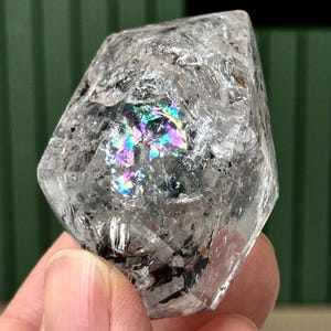 RARE Large Enhydro Quartz (Herkimer Diamond) with Moving Sand, Huge Moving Bubble and Rainbows 54.14g Polished