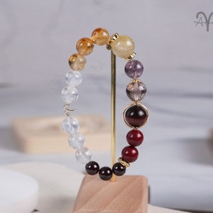 Aries Horoscope Lucky Guardian Crystal Natural Gemstone Bracelet Handmade Original Design on Elastic Band