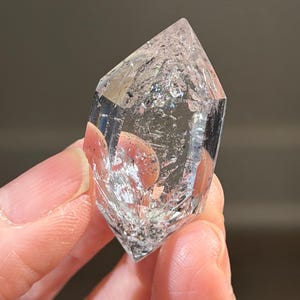 RARE Enhydro Quartz with Two Huge Chambers Filled with Falling Sand | Rainbow Sparks & Great Clarity | 15.3g Polished Double Terminated