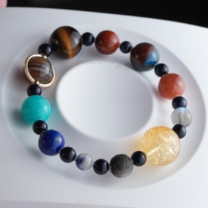 Precious Gemstone Planet Universe Solar System Handmade Original Design Bracelet