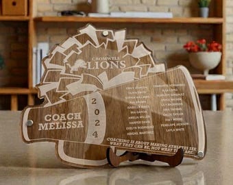 Personalized Wood Acrylic Cheer Coach Plaque, Gift for Coach, End of Season Gift, Coach Award