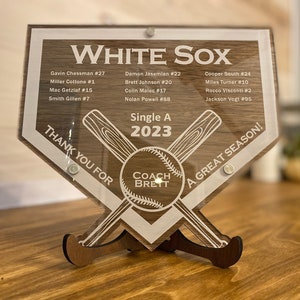 Custom Baseball Homeplate Coach Gift Wood and Acrylic Plaque, A Good Coach Can Change a Game, End of Season Gift