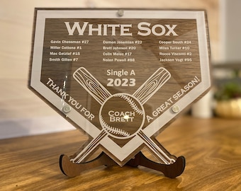 Custom Baseball Homeplate Coach Gift Wood and Acrylic Plaque, A Good Coach Can Change a Game, End of Season Gift