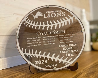 Custom Baseball Coach Gift Wood and Acrylic Plaque, A Good Coach Can Change a Game, End of Season Gift