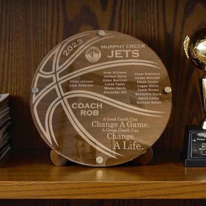 Personalized Wood Acrylic Basketball Coach Gift Plaque with Coach and Players Names, Gift for Coach, End of Season Gift, Coach Award