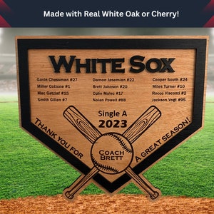 Custom Baseball Softball Coach Gift Plaque with Coach and Players Names, Thank you for a great season, End of Season Team Gift
