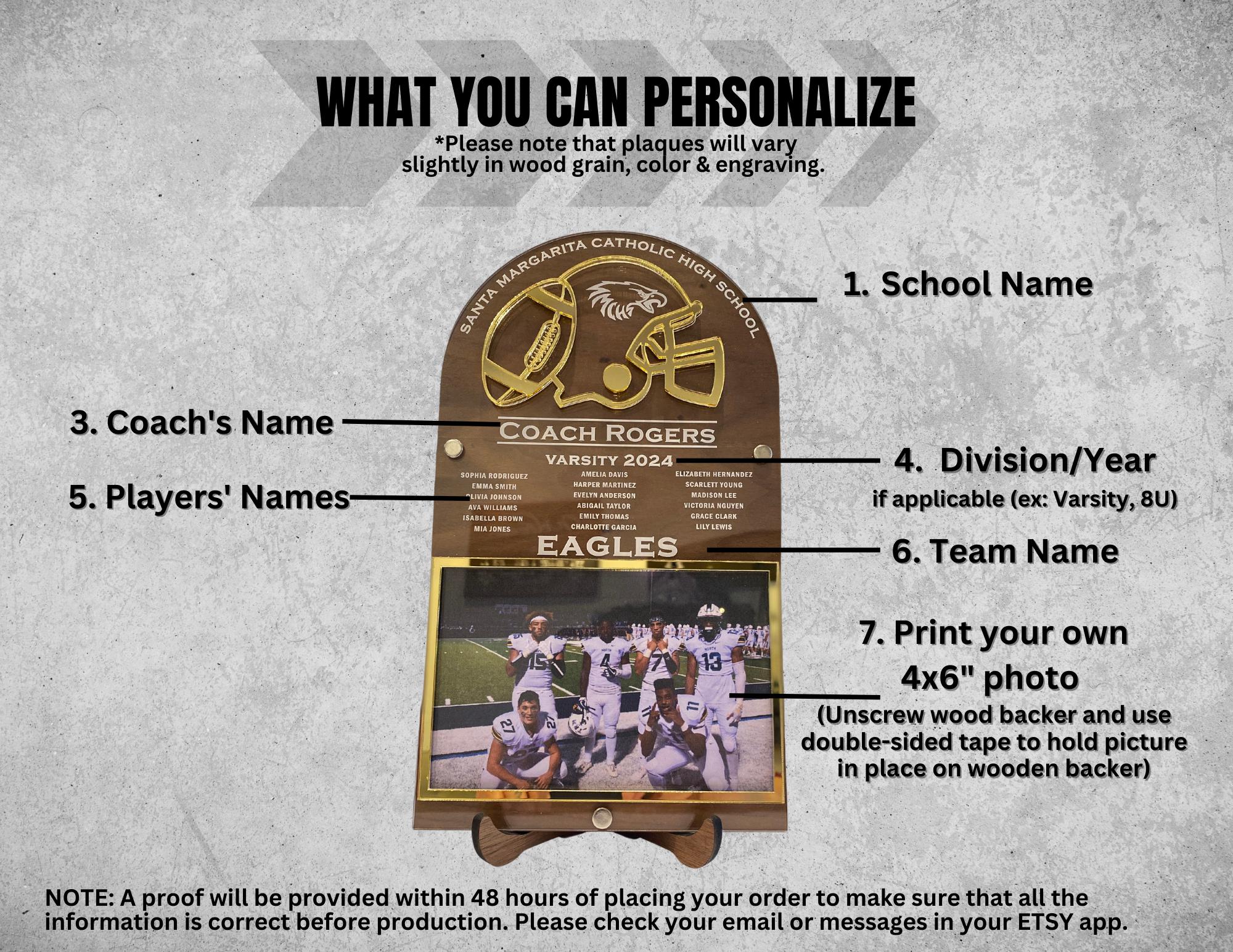 Cheer Coach Frame Custom Football Coach Team Picture Frame - Etsy